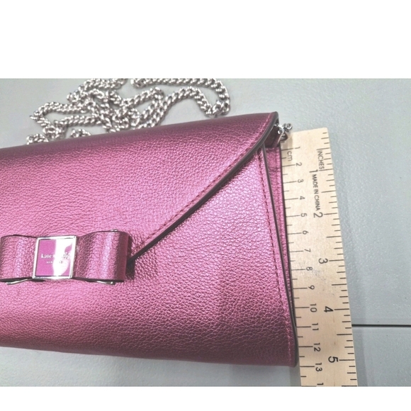 Kate Spade Metallic Pebble Envelope XBody Morgan Bow Bikini Pink NWT 24 " Chain - Picture 6 of 9